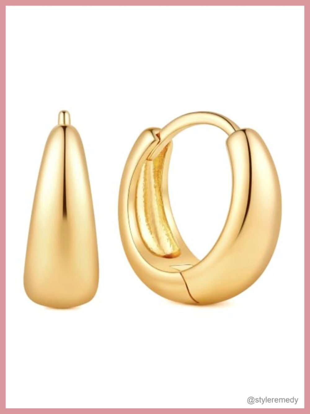 Chunky 14k Gold Plated Hoop Earrings Hinged Hoop Women